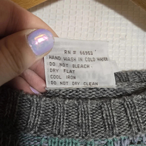 Vintage Floral Argyle Crewneck Wool Blend Pullover Sweater Medium 90s - Picture 4 of 7